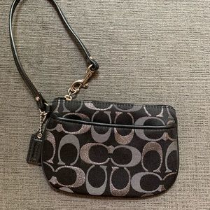 Coach Small Wristlet- black/silver